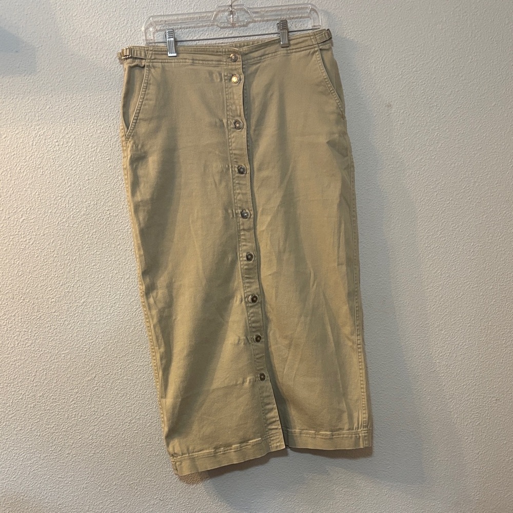 Charter Club Khaki Button-Down Midi Skirt